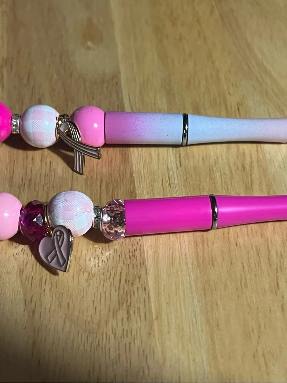 Beaded Pink Ribbon Charm Kids Pen - Brand M45